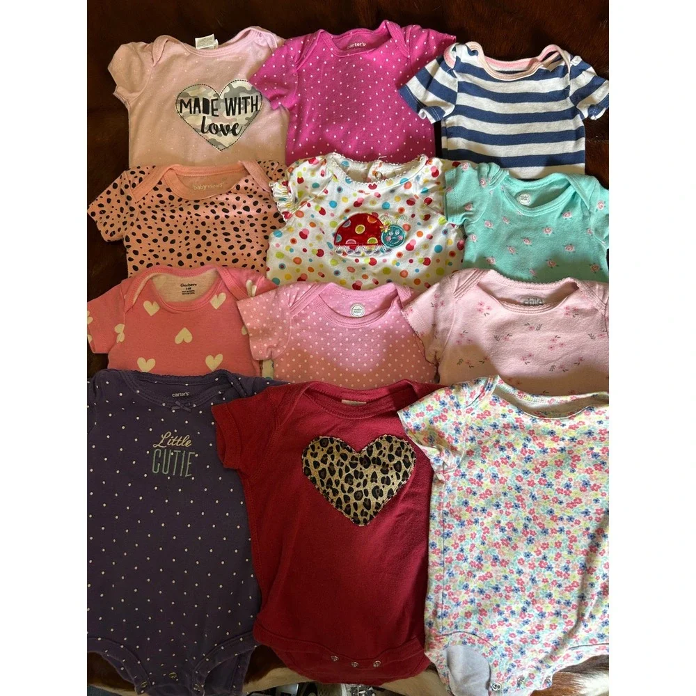 Carter's Gerber Baby Girl Clothing Lot Bodysuits Leggings Dresses 36 Pieces